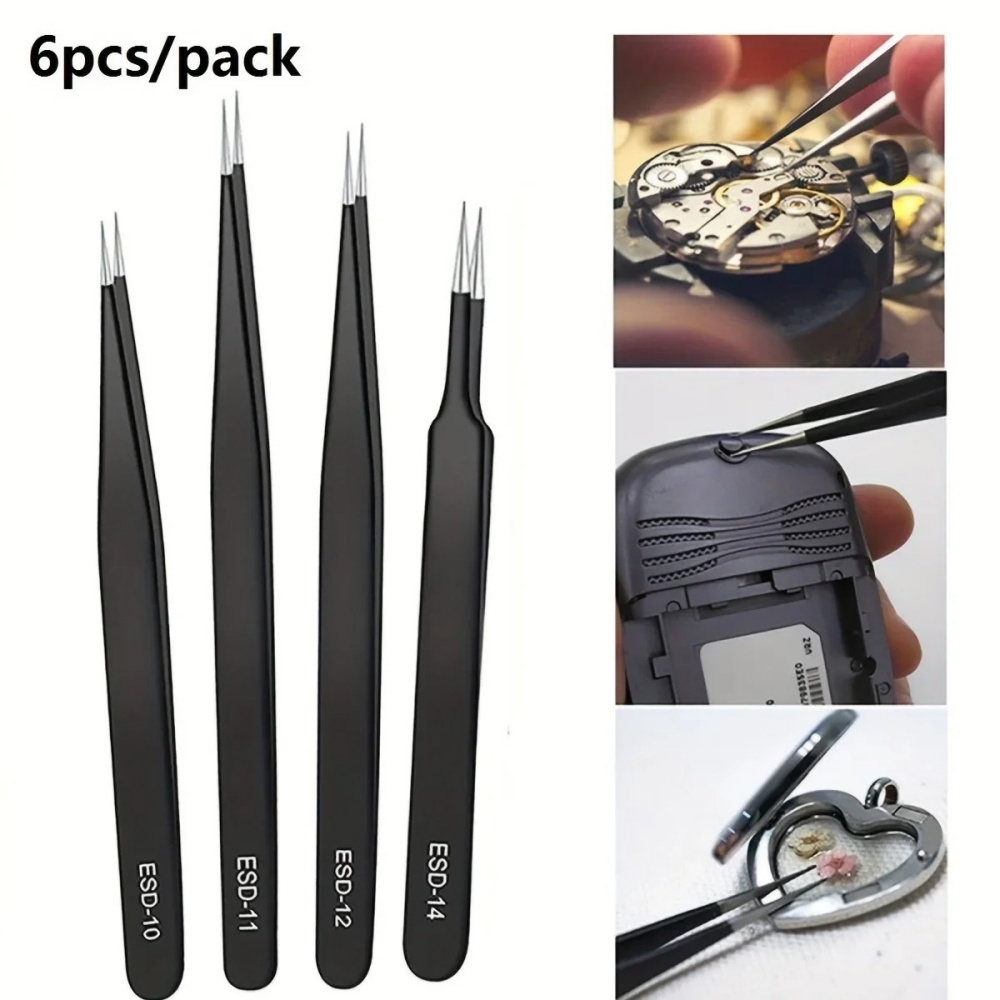 6pcs Precision Long Tweezers S - Electronics Repair Tools recensione e prezzo
